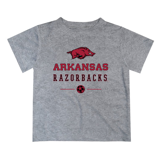 Arkansas Razorbacks Vive La Fete Soccer V1 Gray Short Sleeve Tee Shirt
