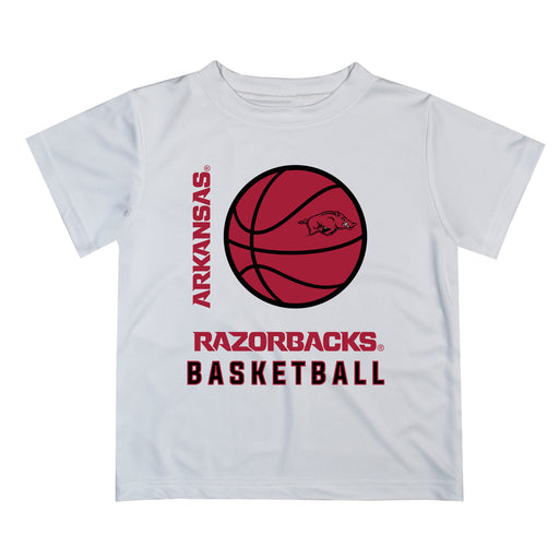 Arkansas Razorbacks Vive La Fete Basketball V1 White Short Sleeve Tee Shirt