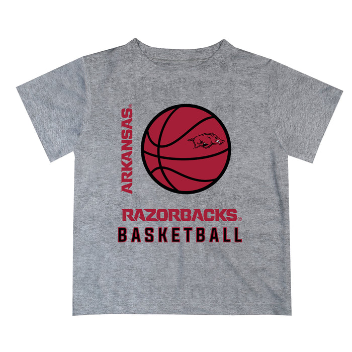 Arkansas Razorbacks Vive La Fete Basketball V1 Gray Short Sleeve Tee Shirt