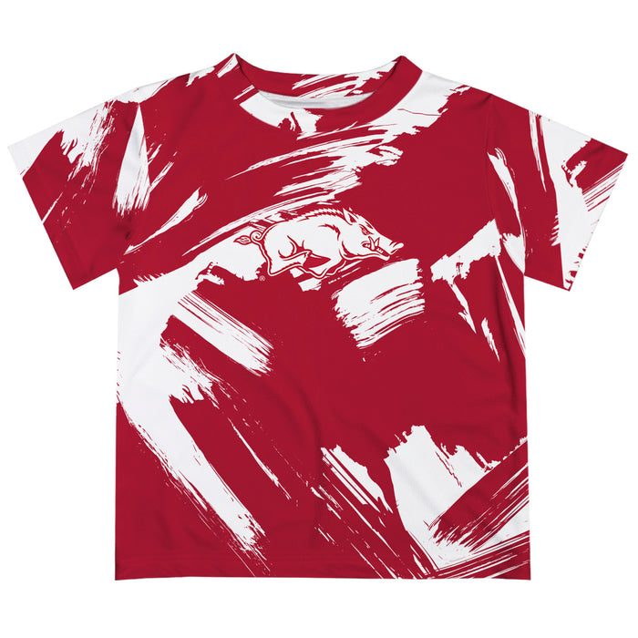 Arkansas Razorbacks Vive La Fete Boys Game Day Cardinal Short Sleeve Tee Paint Brush