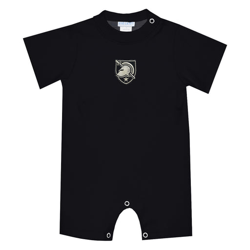 US Military ARMY Black Knights Embroidered Black Knit Short Sleeve Boys Romper