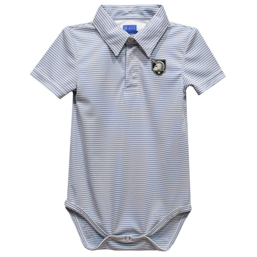 US Military ARMY Black Knights Embroidered Gray Stripe Knit Polo Onesie