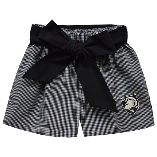 US Military ARMY Black Knights Embroidered Black Gingham Girls Short with Sash