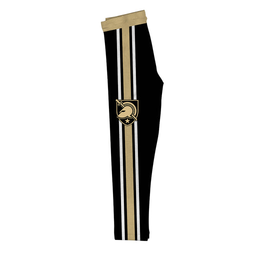 US Military ARMY Black Knights Vive La Fete Girls Game Day Black with Gold Stripes Leggings Tights