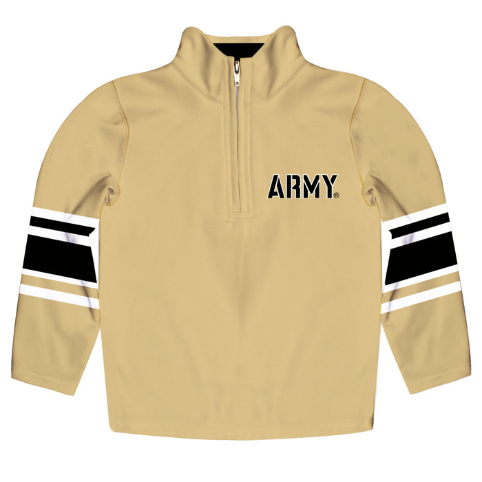 US Military ARMY Black Knights Vive La Fete Game Day Gold Quarter Zip Pullover Stripes on Sleeves