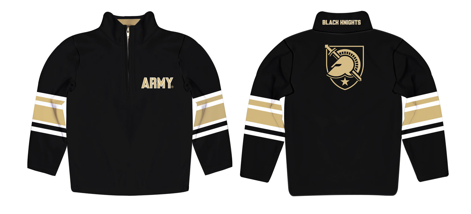 US Military ARMY Black Knights Vive La Fete Game Day Black Quarter Zip Pullover Stripes on Sleeves - Vive La Fête - Online Apparel Store