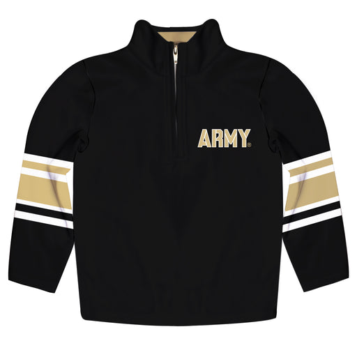 US Military ARMY Black Knights Vive La Fete Game Day Black Fleece Quarter Zip Pullover Stripes on Sleeves
