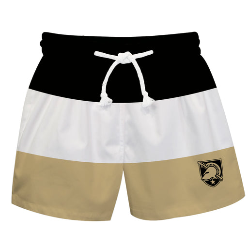 US Military ARMY Black Knights Vive La Fete Black White Gold Stripes Swimtrunks V1