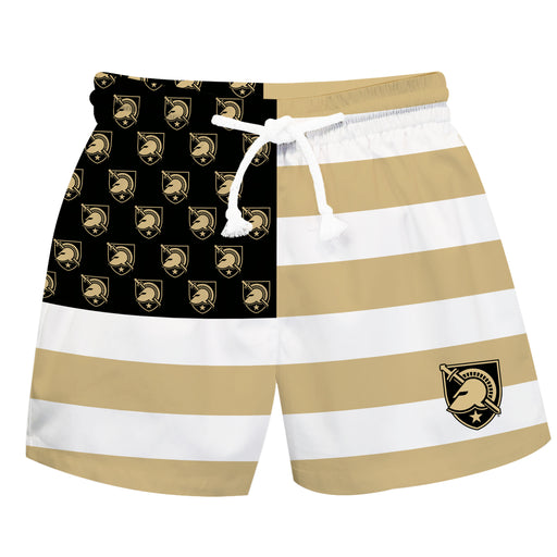 US Military ARMY Black Knights Vive La Fete Game Day Gold White Black Flag Swimtrunks V1