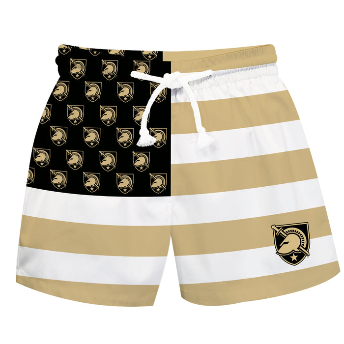US Military ARMY Black Knights Vive La Fete Game Day Gold White Black Flag Swimtrunks V1