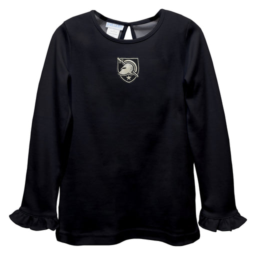 US Military ARMY Black Knights Embroidered Black Knit Long Sleeve Girls Blouse
