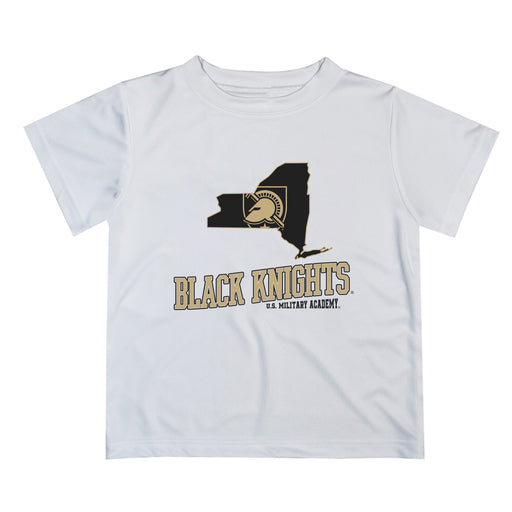 US Military ARMY Black Knights Vive La Fete State Map White Short Sleeve Tee Shirt