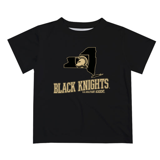 US Military ARMY Black Knights Vive La Fete State Map Black Short Sleeve Tee Shirt