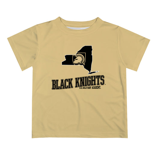 US Military ARMY Black Knights Vive La Fete State Map Gold Short Sleeve Tee Shirt