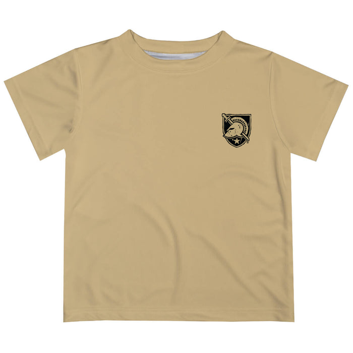 US Military ARMY Black Knights Hand Sketched Vive La Fete Impressions Artwork Boys Gold Short Sleeve Tee Shirt