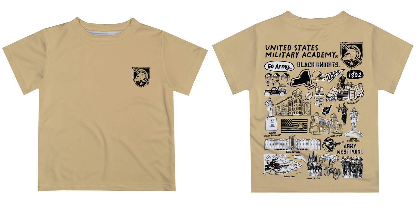 US Military ARMY Black Knights Hand Sketched Vive La Fete Impressions Artwork Boys Black Short Sleeve Tee Shirt - Vive La Fête - Online Apparel Store