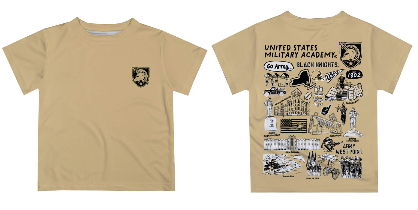US Military ARMY Black Knights Hand Sketched Vive La Fete Impressions Artwork Boys Black Short Sleeve Tee Shirt - Vive La Fête - Online Apparel Store