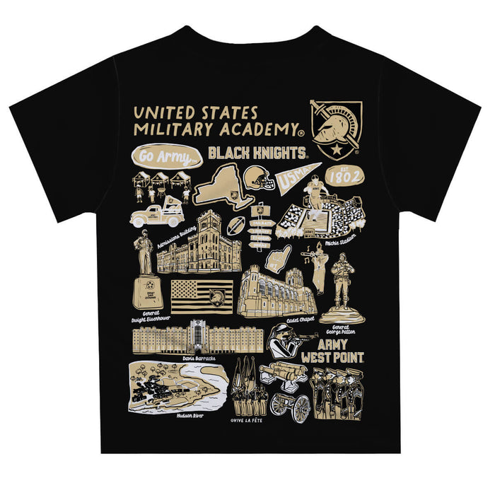 US Military ARMY Black Knights Hand Sketched Vive La Fete Impressions Artwork Boys Black Short Sleeve Tee Shirt - Vive La Fête - Online Apparel Store