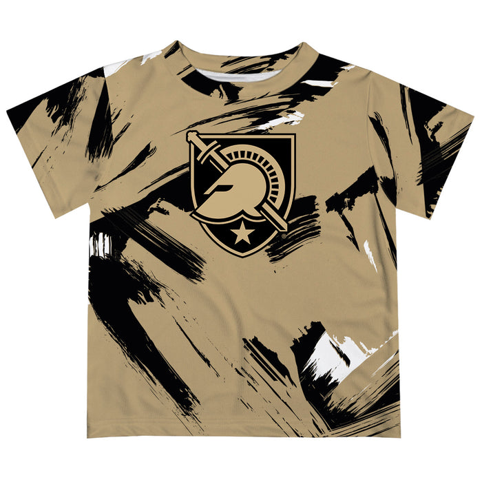 US Military ARMY Black Knights Vive La Fete Boys Game Day Gold Short Sleeve Tee Paint Brush