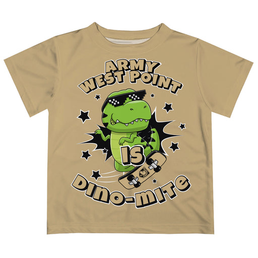 US Military ARMY Black Knights Vive La Fete Dino-Mite Boys Game Day Gold Short Sleeve Tee
