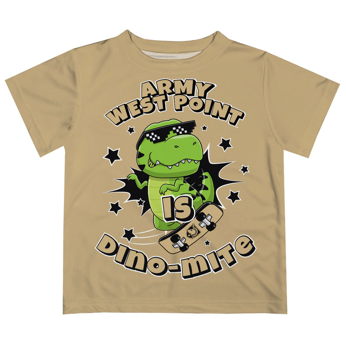 US Military ARMY Black Knights Vive La Fete Dino-Mite Boys Game Day Gold Short Sleeve Tee
