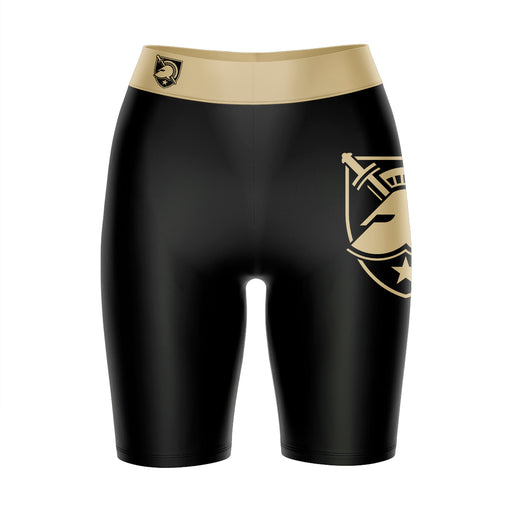 US Military ARMY Black Knights Vive La Fete Game Day Logo on Thigh and Waistband Black & Gold Women Bike Short 9 Inseam