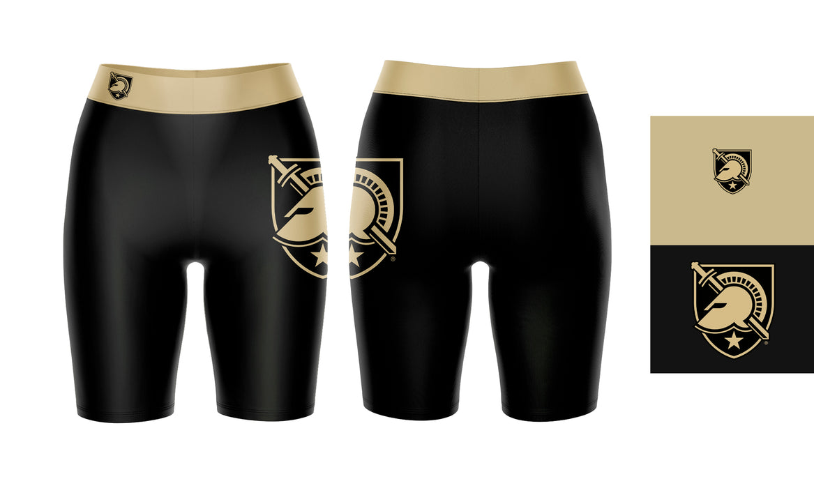 US Military ARMY Black Knights Vive La Fete Game Day Logo on Thigh and Waistband Black & Gold Women Bike Short 9 Inseam - Vive La Fête - Online Apparel Store