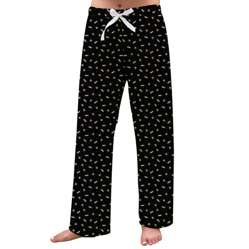 US Military ARMY Black Knights Vive La Fete Game Day All Over Logo Women Black Lounge Pants
