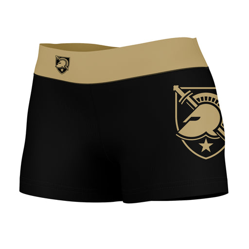 US Military ARMY Black Knights Logo on Thigh & Waistband Black & Gold Women Yoga Booty Workout Shorts 3.75 Inseam - Vive La Fête - Online Apparel Store