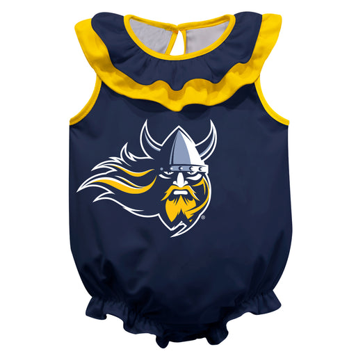 Augustana Universtiy Vikings AU Blue Sleeveless Ruffle Onesie Logo Bodysuit by Vive La Fete