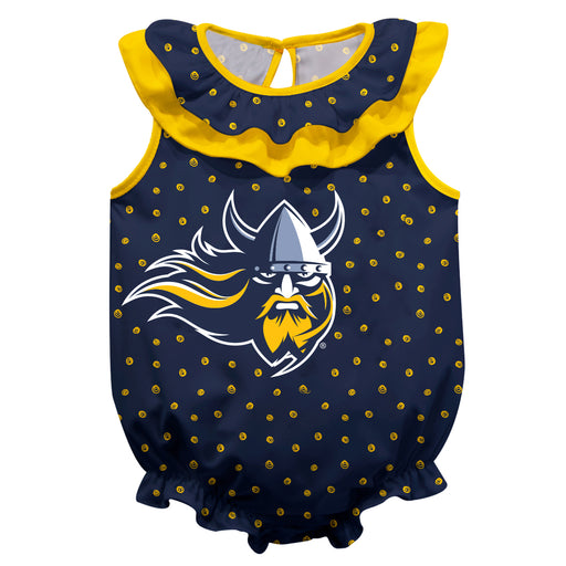 Augustana Vikings AU Swirls Blue Sleeveless Ruffle Onesie Logo Bodysuit
