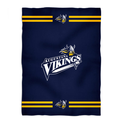 Augustana Universtiy Vikings AU Vive La Fete Game Day Soft Premium Fleece Navy Throw Blanket 40" x 58” Logo and Stripes - Vive La Fête - Online Apparel Store