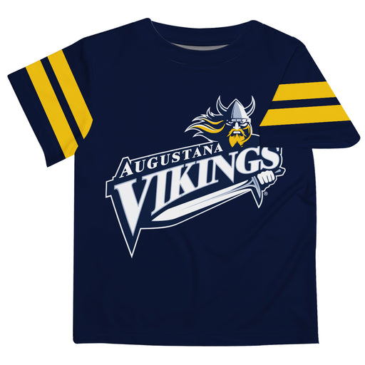 Augustana Universtiy Vikings AU Vive La Fete Boys Game Day Navy Short Sleeve Tee with Stripes on Sleeves - Vive La Fête - Online Apparel Store