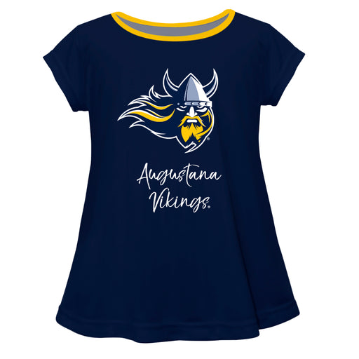 Augustana Universtiy Vikings AU Vive La Fete Girls Game Day Short Sleeve Navy Top with School Mascot and Name - Vive La Fête - Online Apparel Store