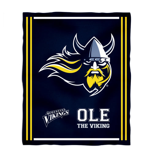Augustana Universtiy Vikings AU Vive La Fete Kids Game Day Navy Plush Soft Minky Blanket 36 x 48 Mascot