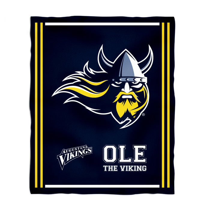Augustana Universtiy Vikings AU Vive La Fete Kids Game Day Navy Plush Soft Minky Blanket 36 x 48 Mascot