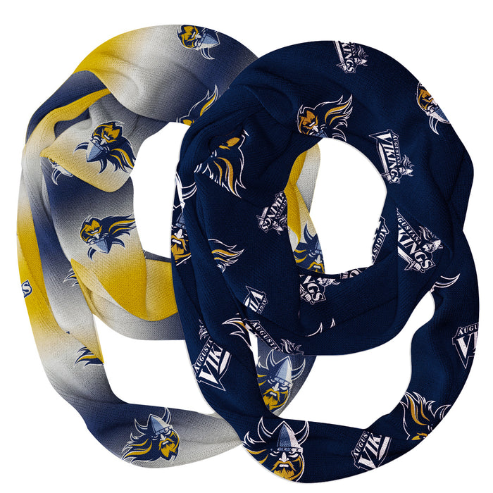 Augustana Vikings Vive La Fete All Over Logo Game Day Collegiate Women Set of 2 Light Weight Ultra Soft Infinity Scarfs