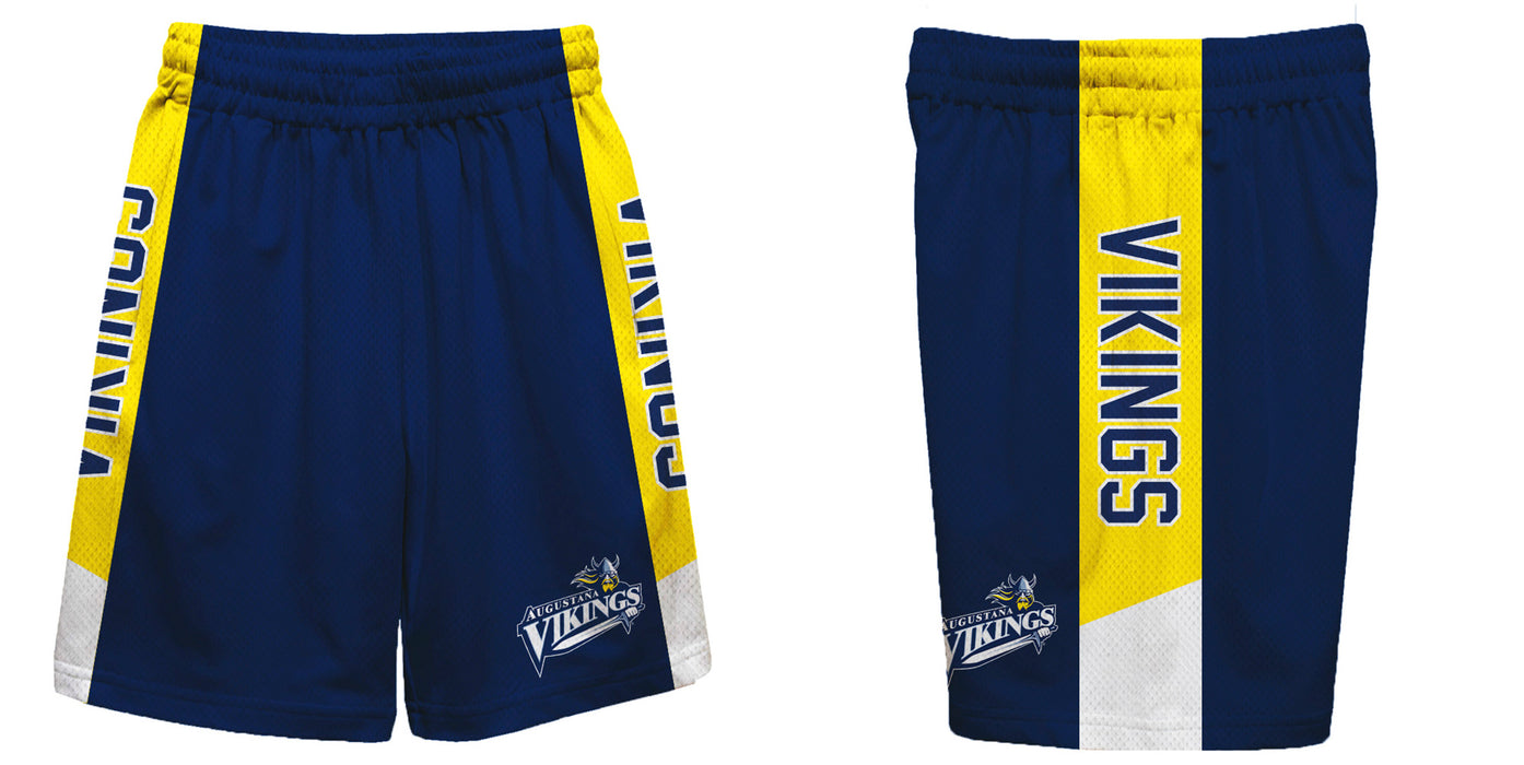 Augustana Vikings AU Vive La Fete Game Day Blue Stripes Boys Solid Gold Athletic Mesh Short - Vive La Fête - Online Apparel Store