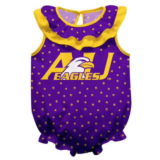 Ashland Eagles AU Swirls Purple Sleeveless Ruffle Onesie Logo Bodysuit