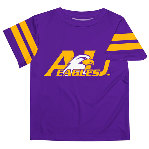 Ashland Eagles AU Vive La Fete Boys Game Day Purple Short Sleeve Tee with Stripes on Sleeves