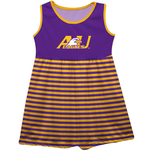 Ashland University AU Eagles Purple and Gold Sleeveless Tank Dress with Stripes on Skirt by Vive La Fete