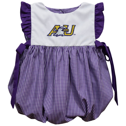 Ashland University AU Eagles Embroidered Purple Gingham Short Sleeve Girls Bubble