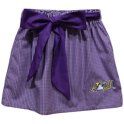 Ashland University AU Eagles Embroidered Purple Gingham Skirt with Sash