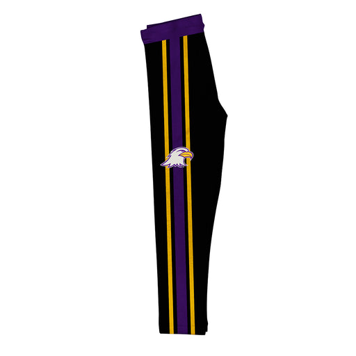 Ashland University AU Eagles Vive La Fete Girls Game Day Black with Purple Stripes Leggings Tights