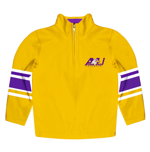 Ashland Eagles AU Vive La Fete Game Day Gold Quarter Zip Pullover Stripes on Sleeves