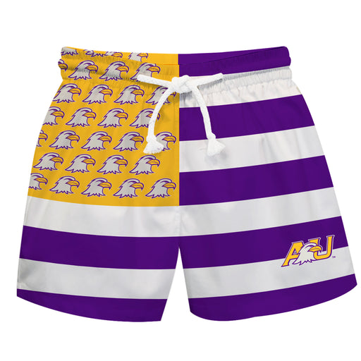 Ashland Eagles AU Vive La Fete Game Day Purple White Gold Flag Swimtrunks V1