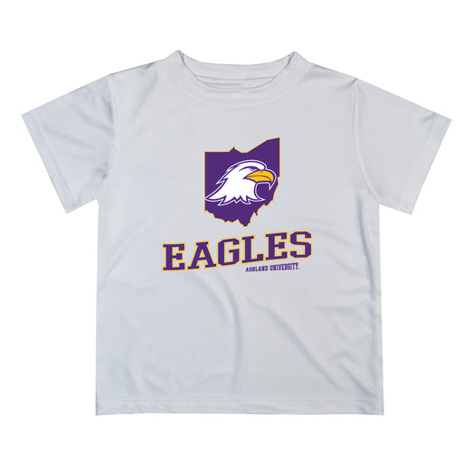 Ashland University AU Eagles Vive La Fete State Map White Short Sleeve Tee Shirt