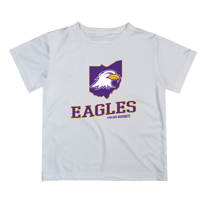 Ashland University AU Eagles Vive La Fete State Map White Short Sleeve Tee Shirt