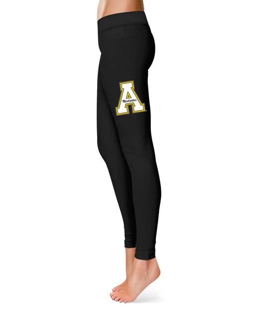 App State Mountaineers Vive La Fete Game Day Collegiate Large Logo on Thigh Women Black Yoga Leggings 2.5 Waist Tights"
