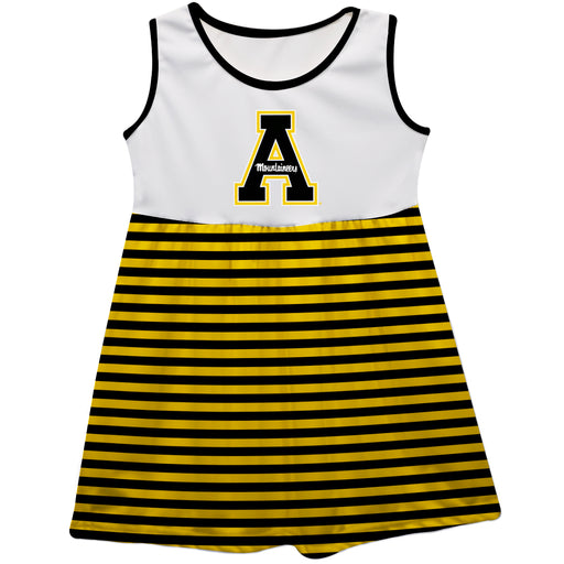 Appalachian State Mountaineers White Sleeveless Tank Dress With Gold Stripes - Vive La Fête - Online Apparel Store